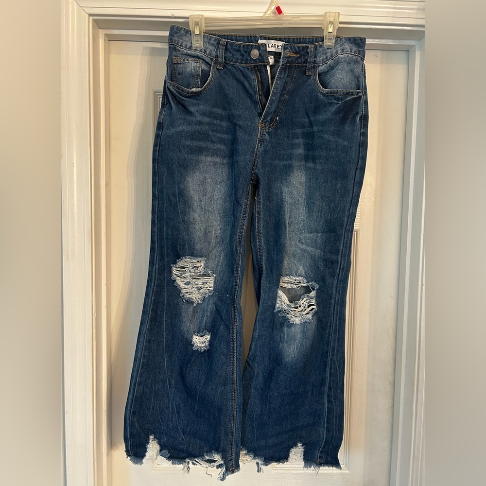 Melarey Wide Leg Distressed Jeans